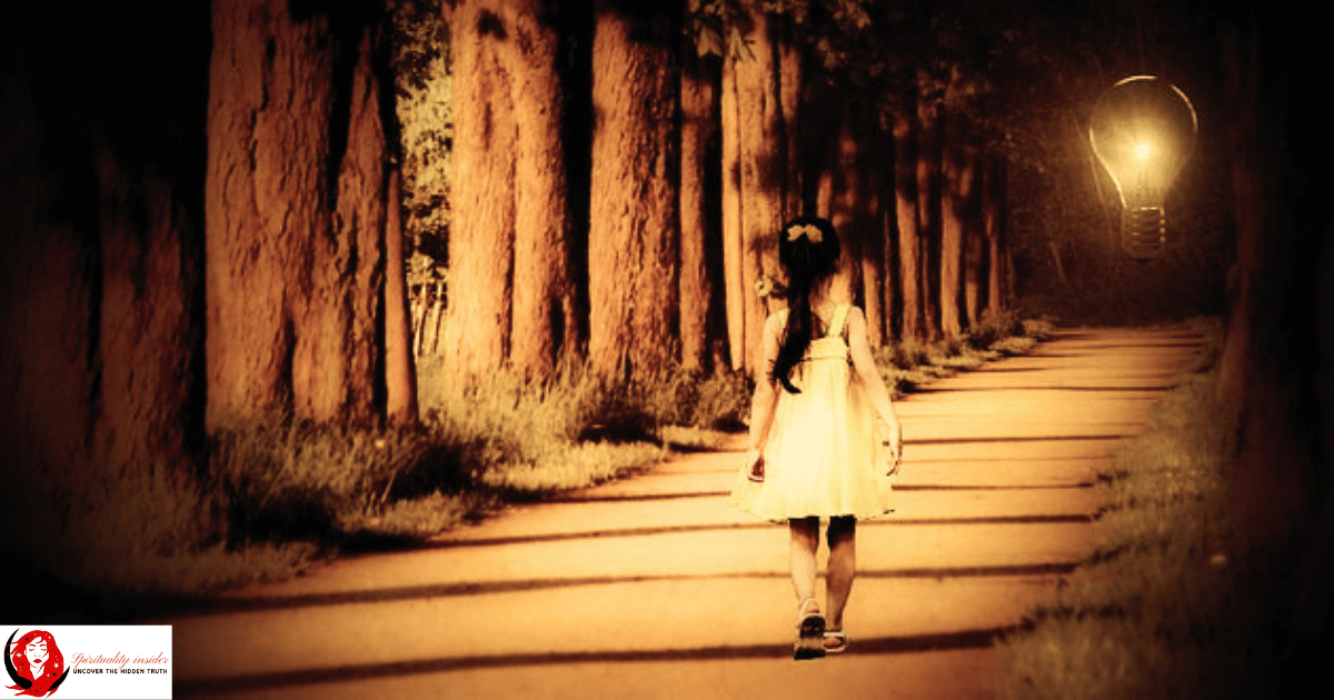 A little child which is feeling lost while walking in a jungle