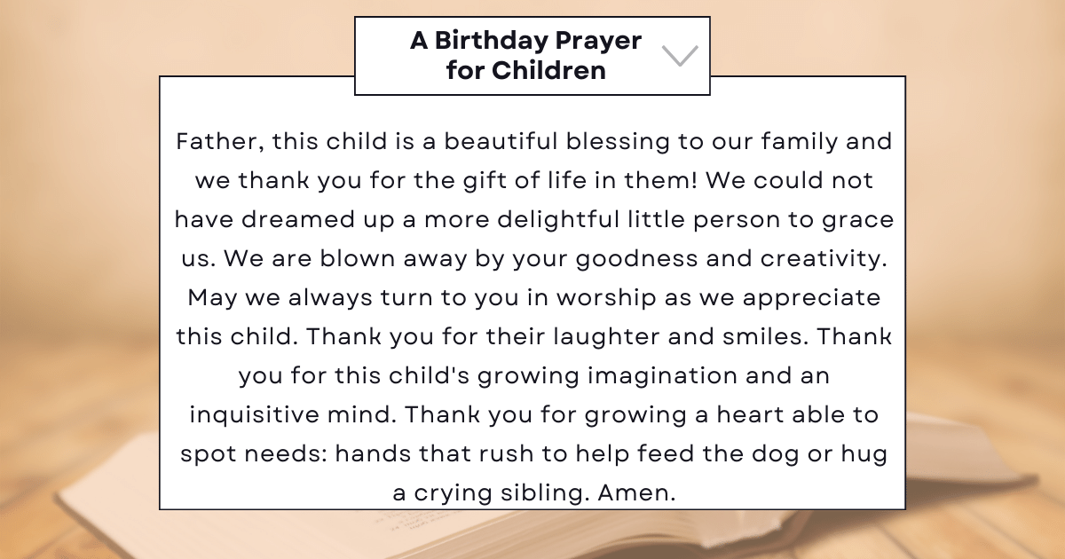 A Birthday Prayer for Children 