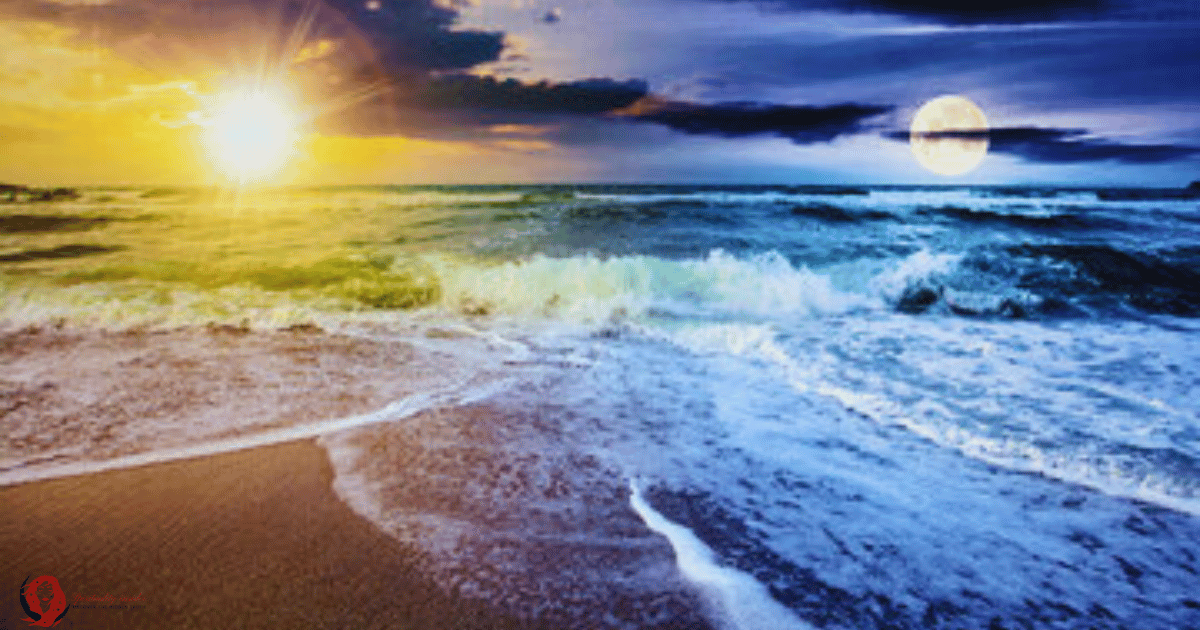 Sun and Moon over an ocean