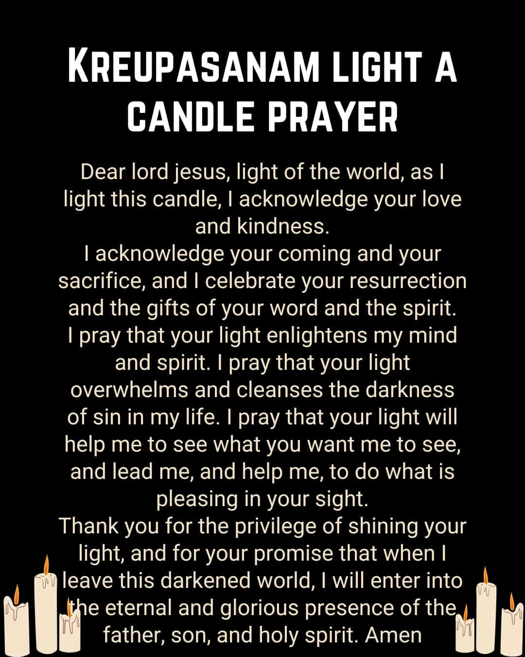 Kreupasanam light a candle prayer