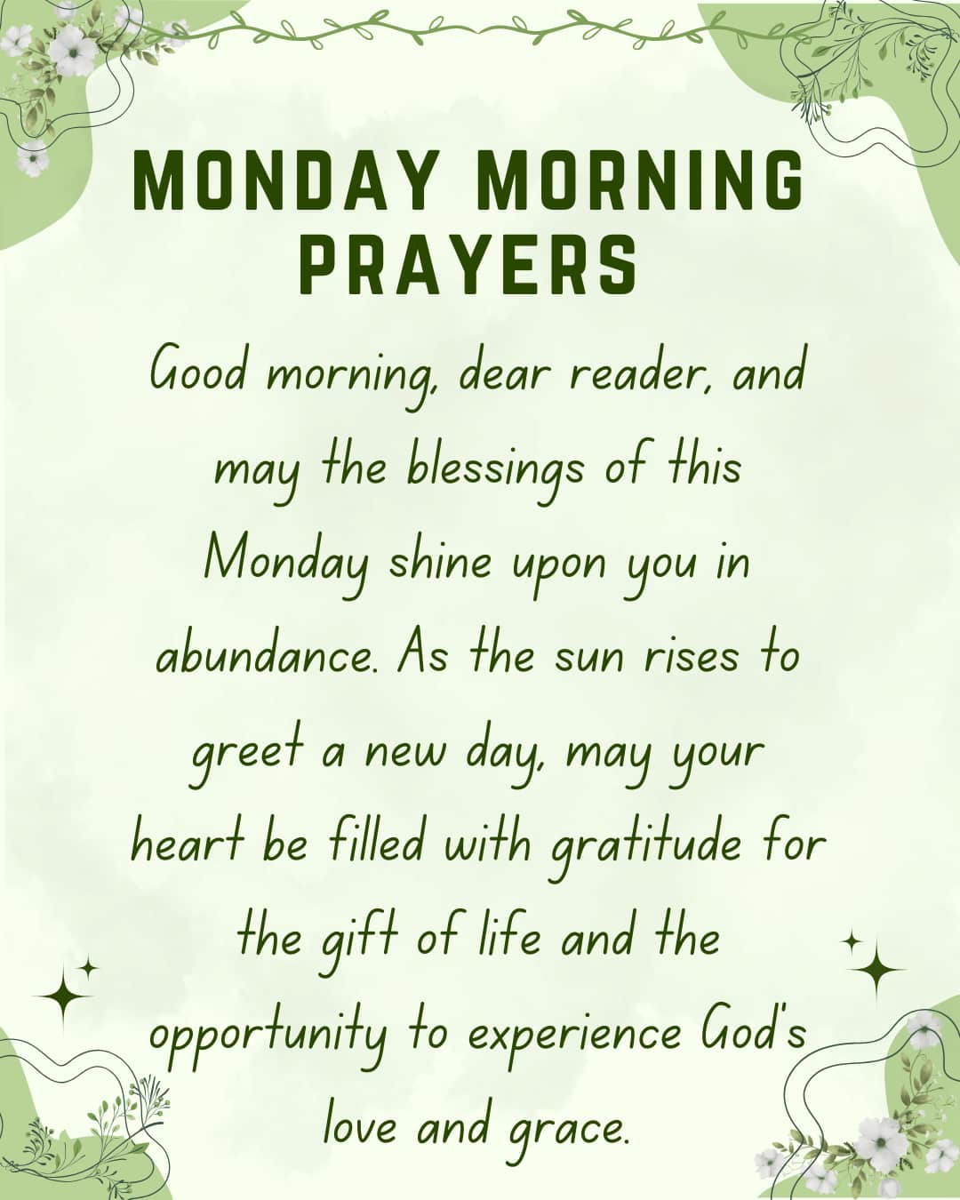 Monday morning prayers