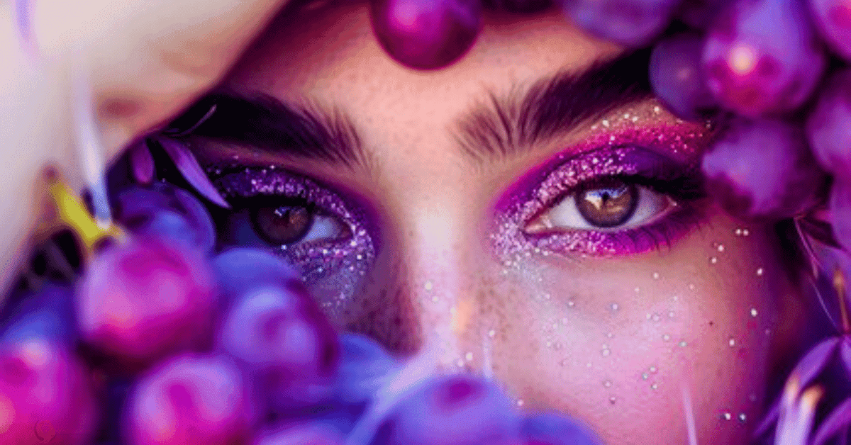 Sparkling eyes in purple color