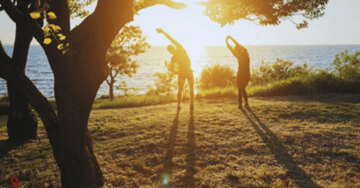 Morning exercise at a time of sun rise