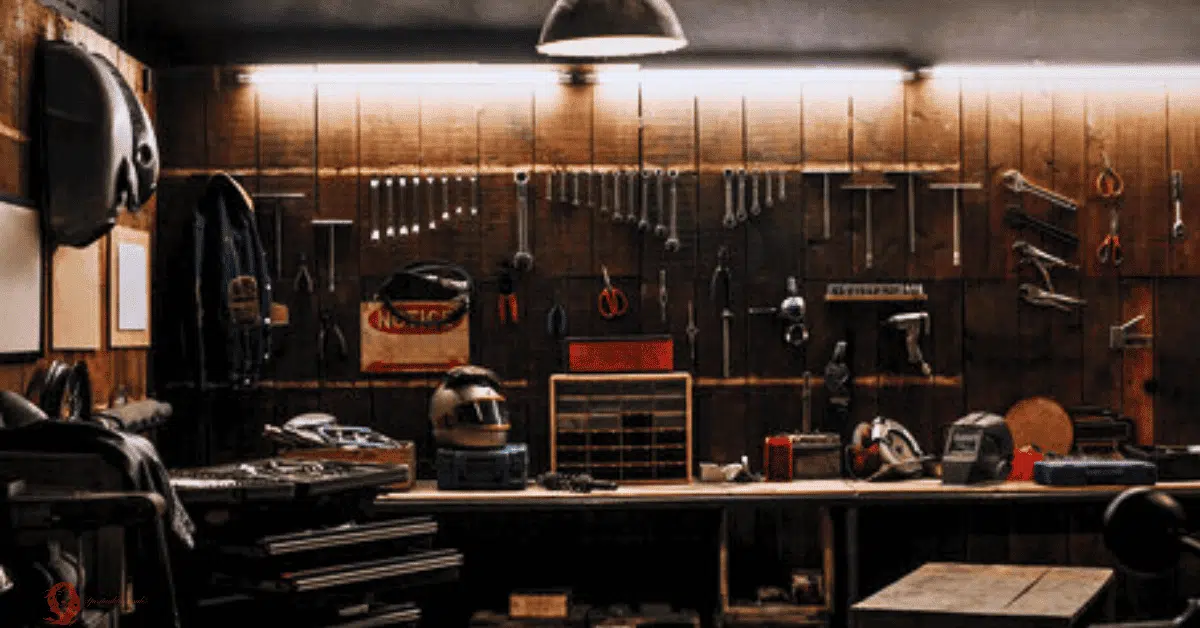 A backyard garage with tools