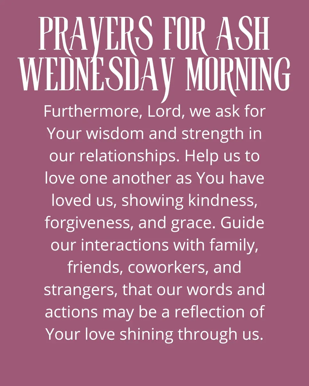 Prayers for Ash Wednesday Morning