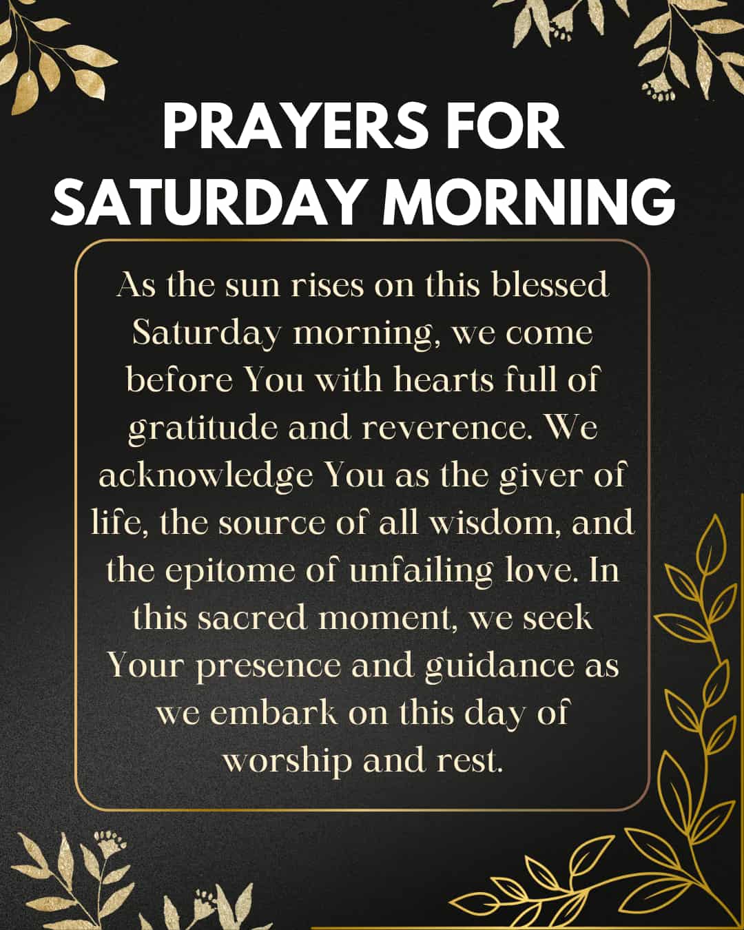 Prayers for Saturday Morning