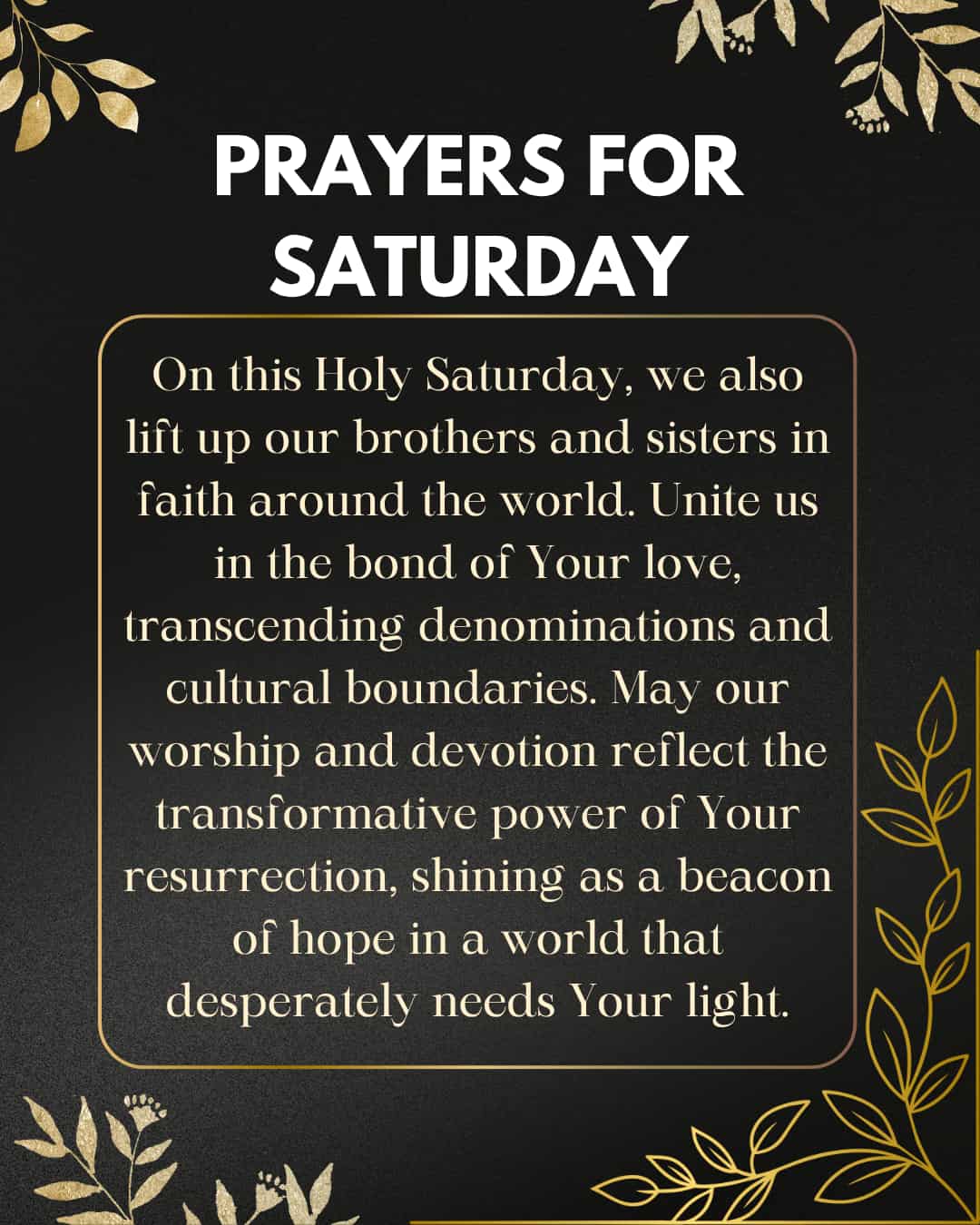 Prayers for Saturday