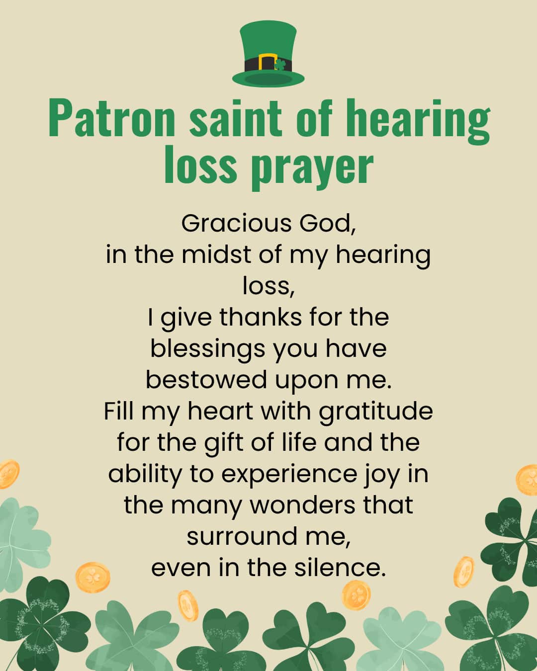 Patron saint of hearing loss prayer
