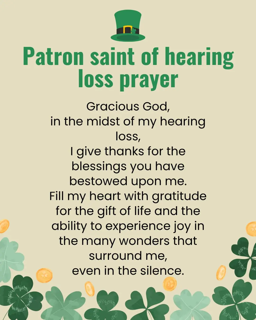 Patron saint of hearing loss prayer
