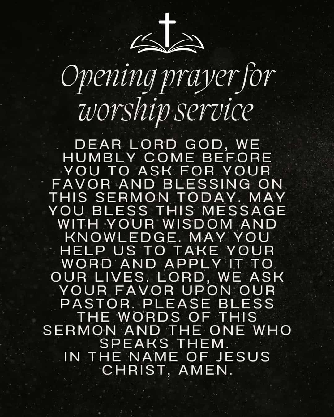 Opening prayer for worship service