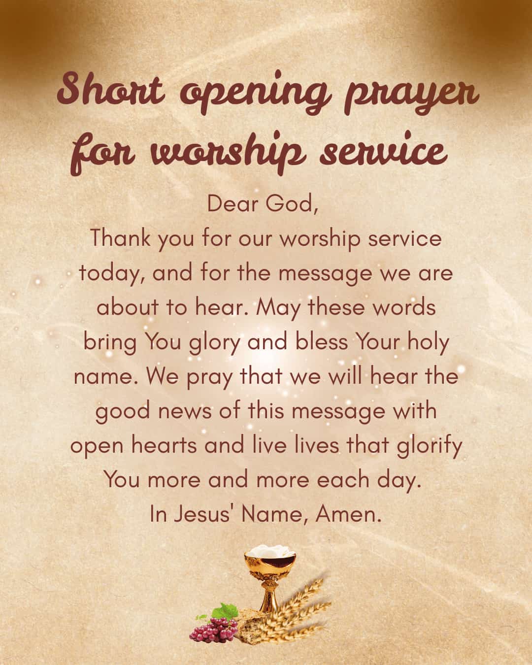 Short opening prayer for worship service