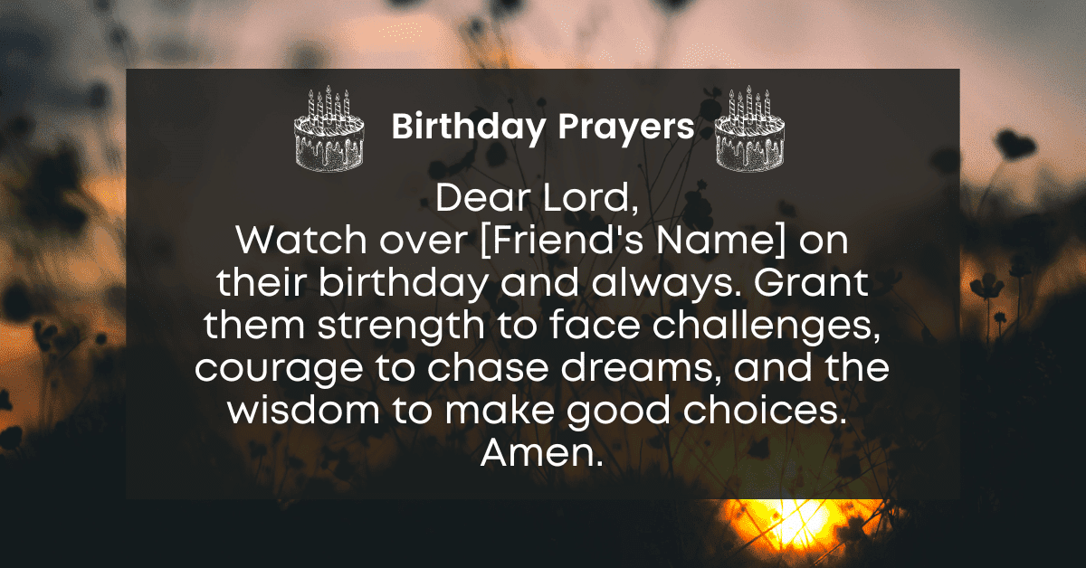birthday short prayer for a friend