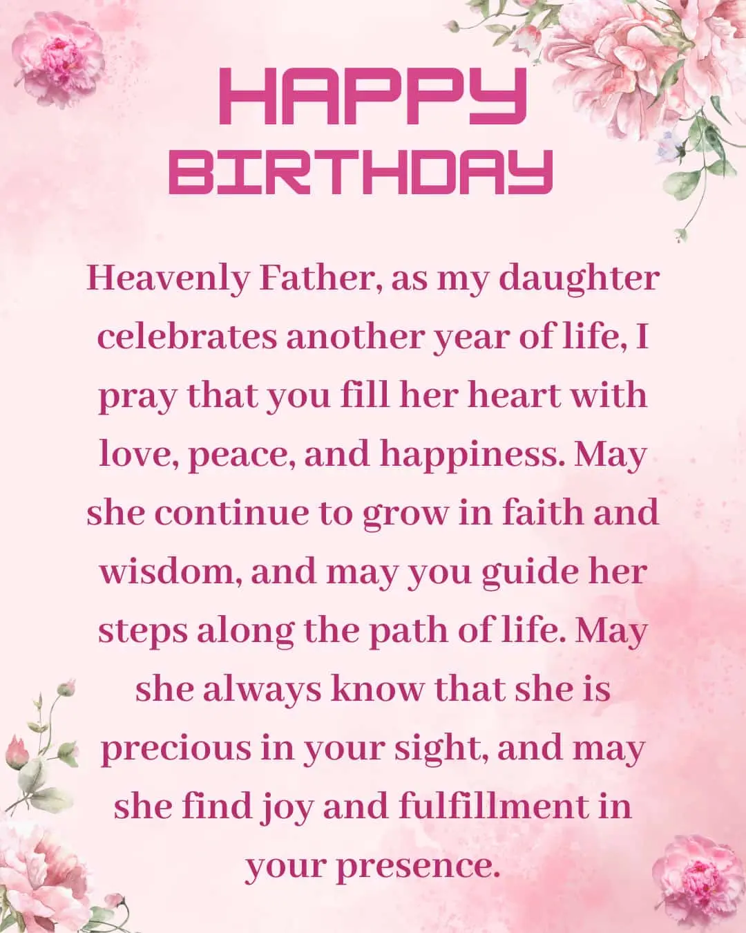 Christian birthday prayer for daughter