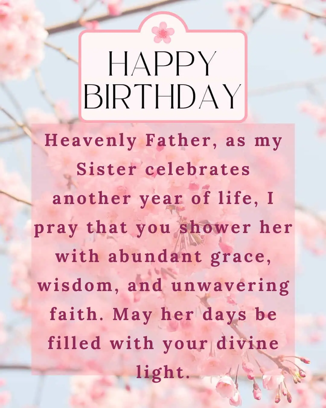 emotional birthday prayer for sister