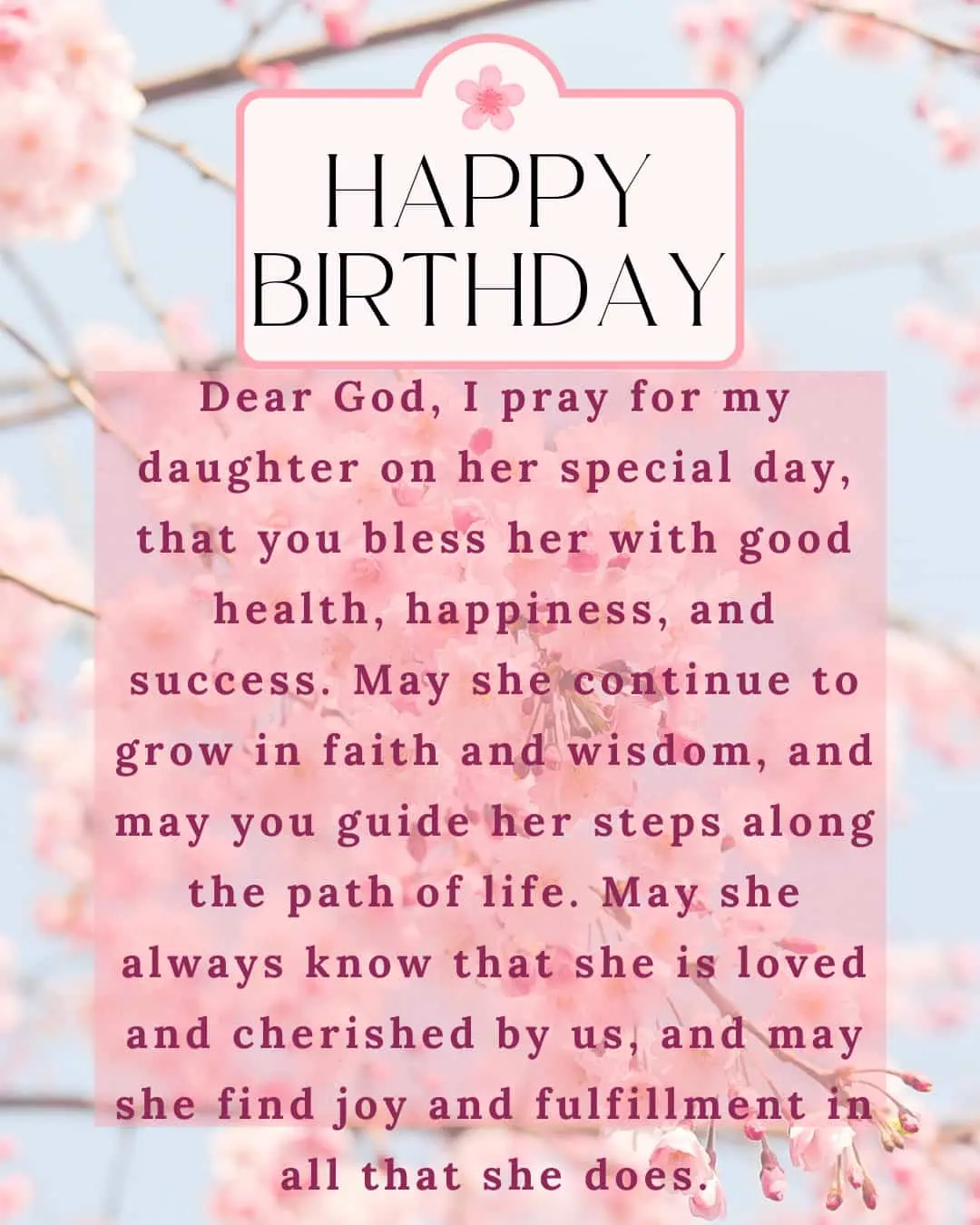 short birthday prayer for daughter from mother