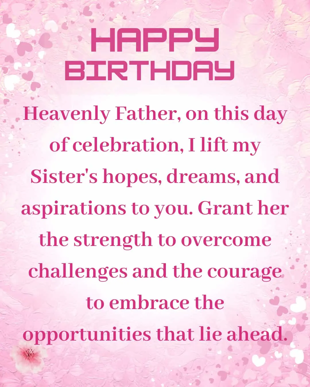 short birthday prayer for sister in law