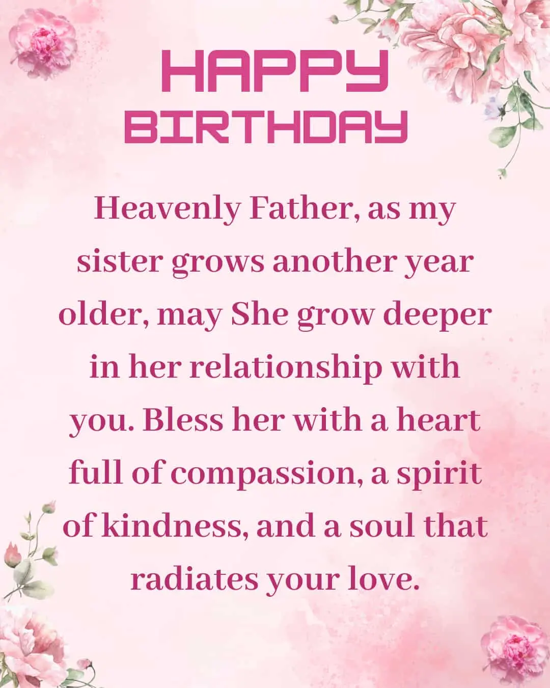 short birthday prayer for sister