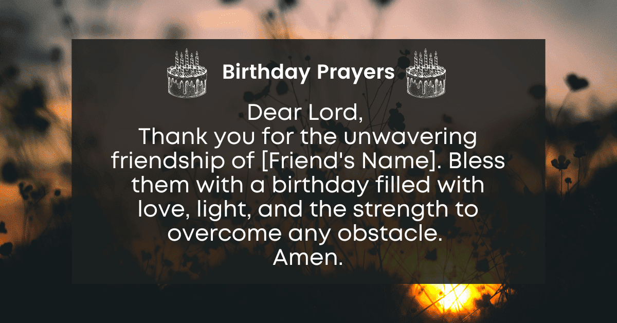 short prayer birthday wishes for a friend