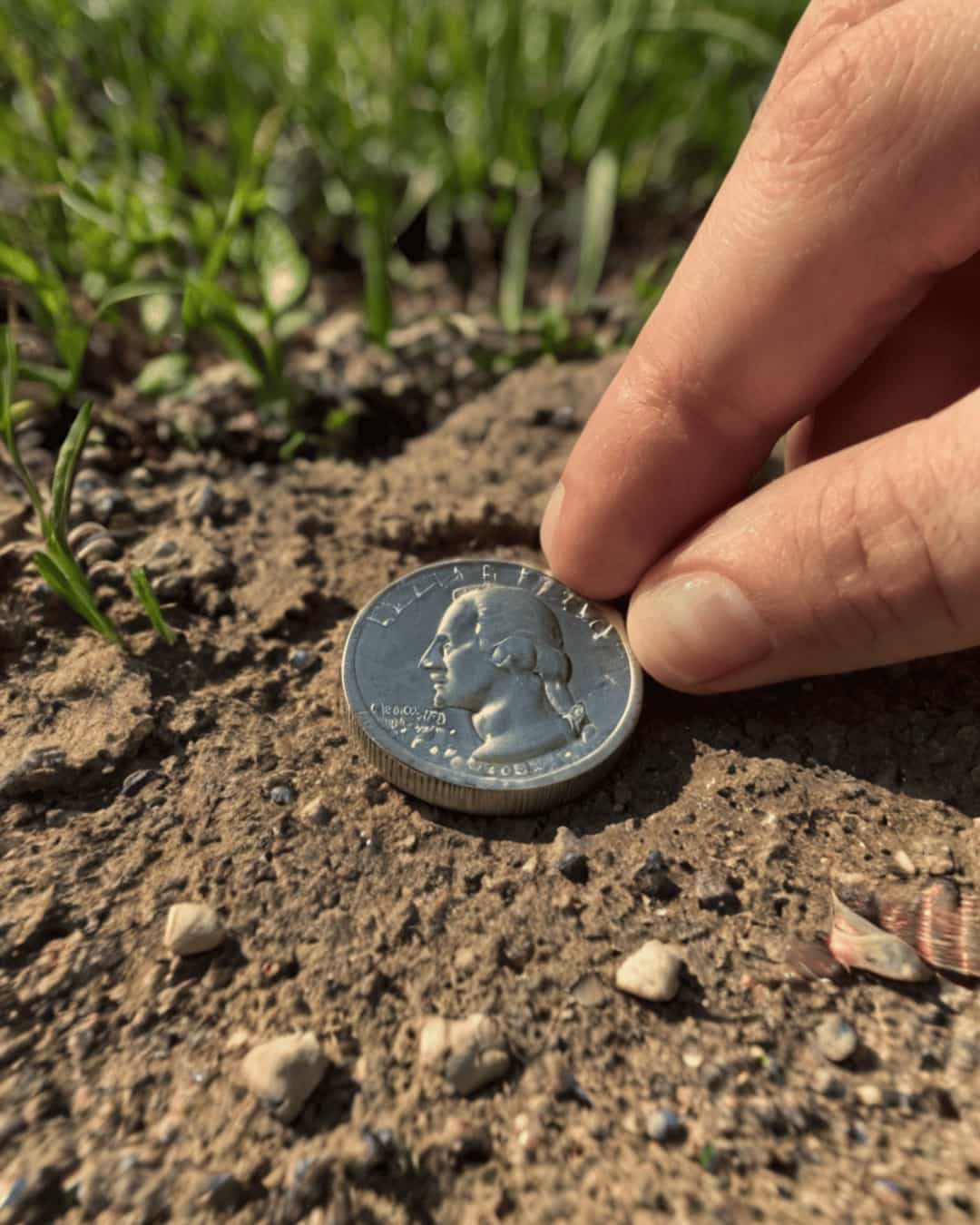Finding a quarter on the ground
